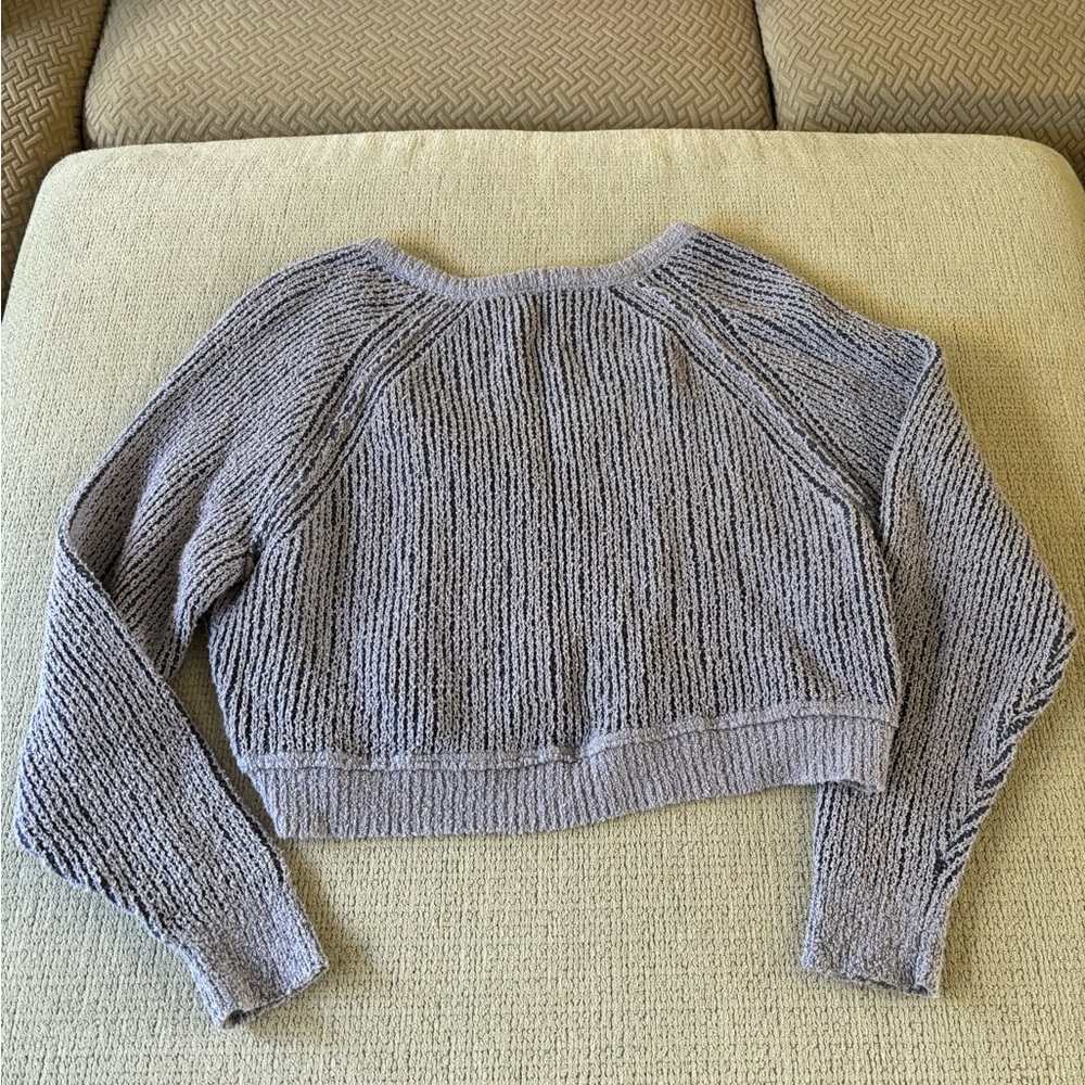 Free People High Low V Sweater in Purple Combo XS - Picture 3 of 4